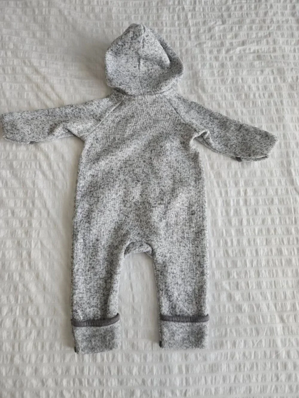 H&M Baby Fleece Hooded Bunting Suit Gray Heather 2-4 Months Full Zip One Piece